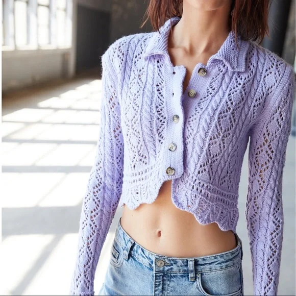 Long Sleeve Crop Knit Cardigan - Picture 4 of 5